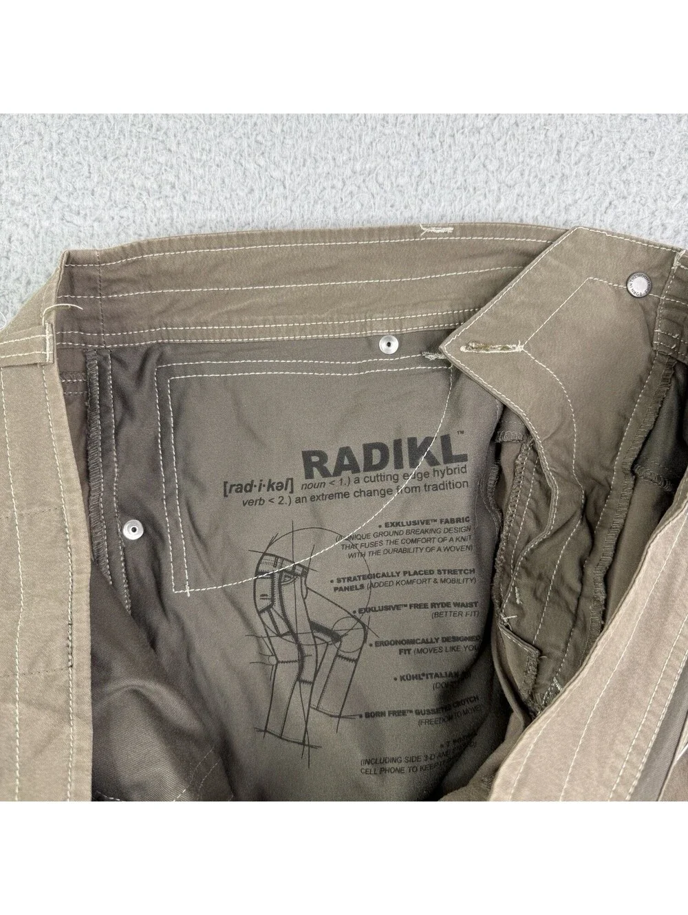 Kuhl Radikl Hiking Shorts Stretch Gorpcore 40x14 Mens Brown (Read Description!)